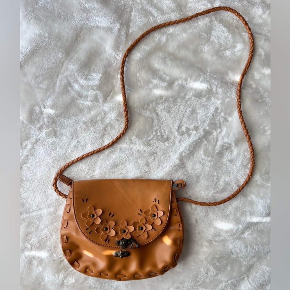 Tan Boho Floral Crossbody/Shoulder Bag